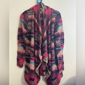 Lucky Brand Sweater Women Large Aztec Southwestern Draped Waterfall Cardigan